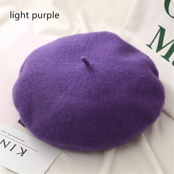 Autumn Winter Felt Beret Hats Women Fashion French Painter Hat Girls Trendy Solid Color Berets Ladies Multicolored Flat Cap