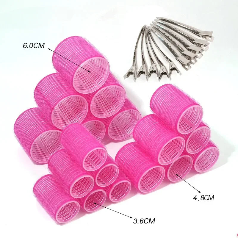 19-35pcs/Set Hair Roller Sets 18pcs Plastic Self Grip Heatless Hair Curlers 3 Sizes Hair Rollers Clips DIY Hairdressing Tools