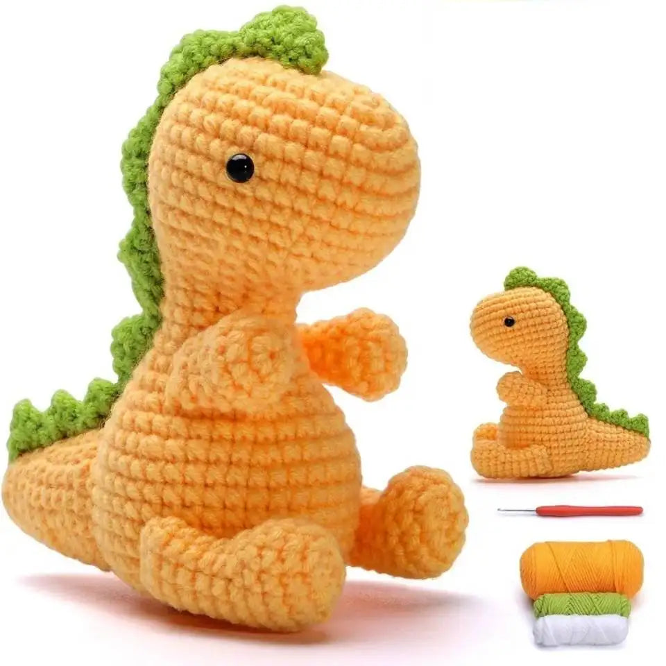 Fenrry Dinosaur Shape Doll Ornaments Hand Made Woven Crochet Wool Diy Crochet Knitted Material Bag Complete Set