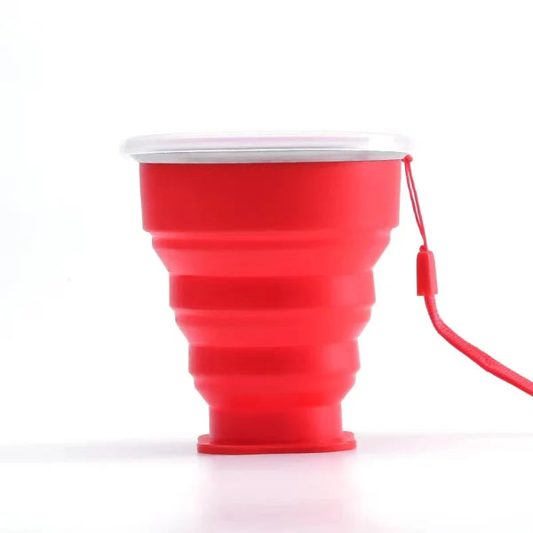 Portable Silicone Folding Water Cup Outdoor Heat Resistant Telescopic Collapsible Foldable Mug With Lid For Travel Camping 200m