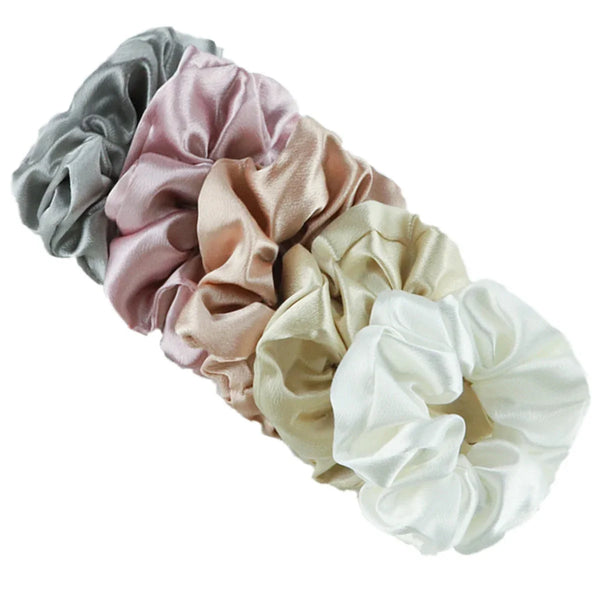 10/5 Pcs Satin Hair Scrunchies Set for Women & Girls – Soft Silk Elastic Hair Bands | Elegant Solid Color Ponytail Holders & Headwear Accessories