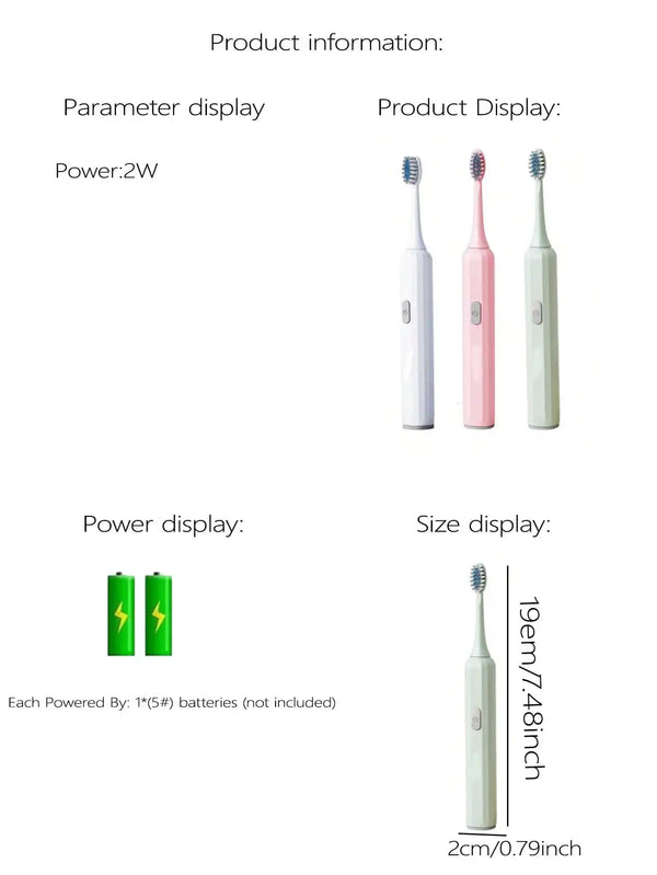 Automatic Sonic Electric Toothbrush for Adults – Rechargeable Tooth Cleaner with Soft Bristles | Deep Oral Cleaning & Whitening Toothbrush