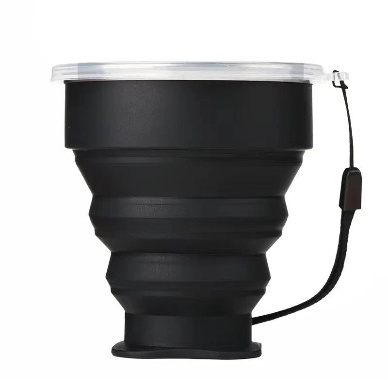 Portable Silicone Folding Water Cup Outdoor Heat Resistant Telescopic Collapsible Foldable Mug With Lid For Travel Camping 200m