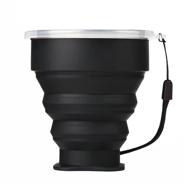 Portable Silicone Folding Water Cup Outdoor Heat Resistant Telescopic Collapsible Foldable Mug With Lid For Travel Camping 200m