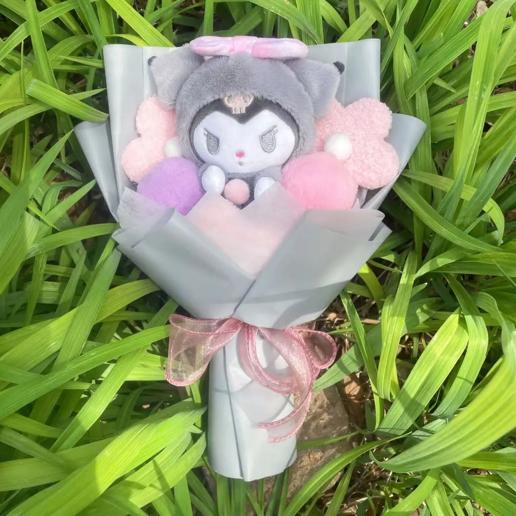 Cartoon My Melody Kuromi Cinnamoroll Kt Cat Plush Doll Creative Flower Bouquet Valentine Christmas Graduation Birthday Gift