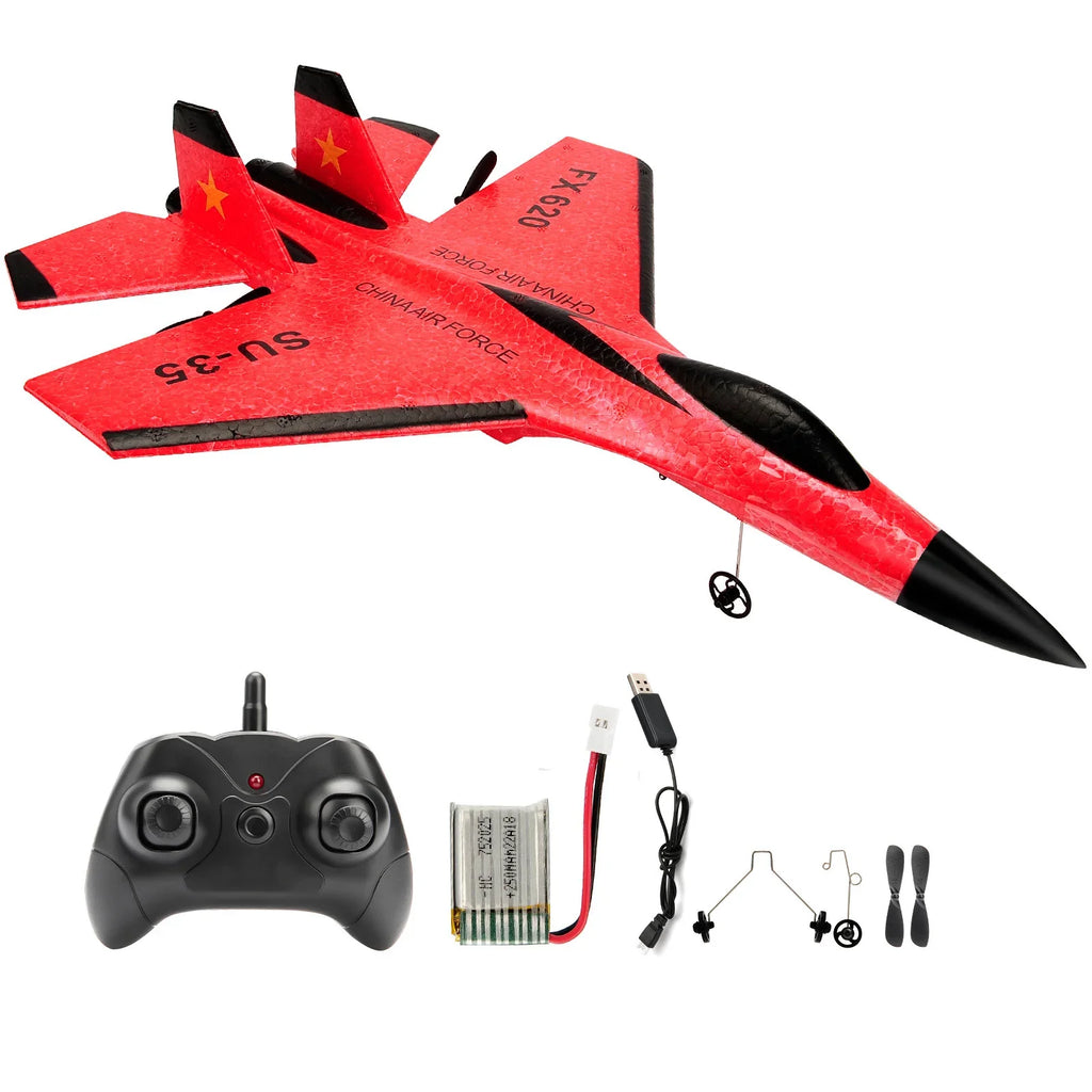 SU35 RC Plane FX620 FX820 2.4G Remote Control Flying Model Glider Airplane With LED Lights Aircraft Foam Toys For Children Gifts