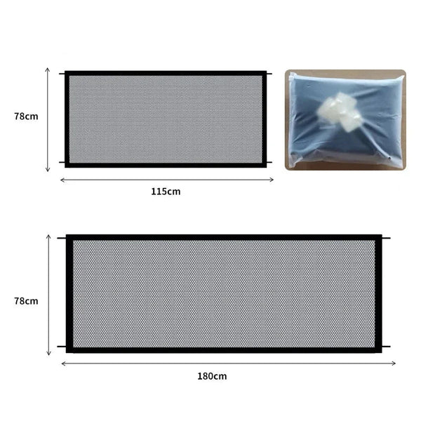 Pet Dog Safety Barrier Fence – Folding Mesh Gate with 4 Hooks for Stairs & Doorways