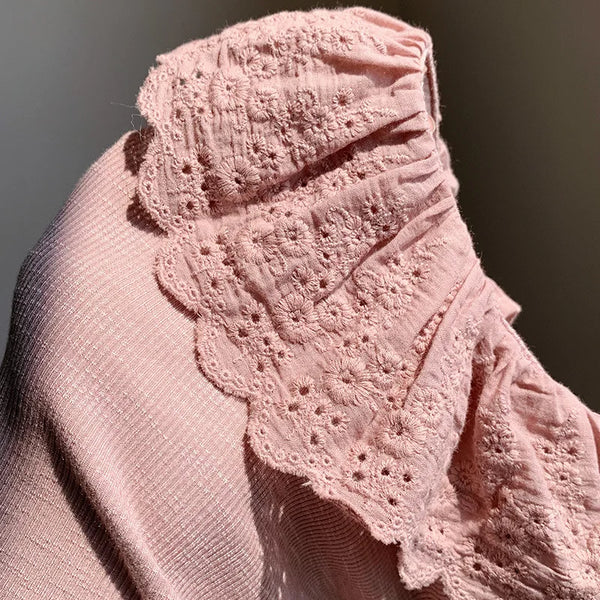 1-12Years Long Sleeved Shirts Children's Spring Knitted Tops Baby's Lace 2025 Lace Base Shirt Korean Girls Ruffle Collar T-shirt