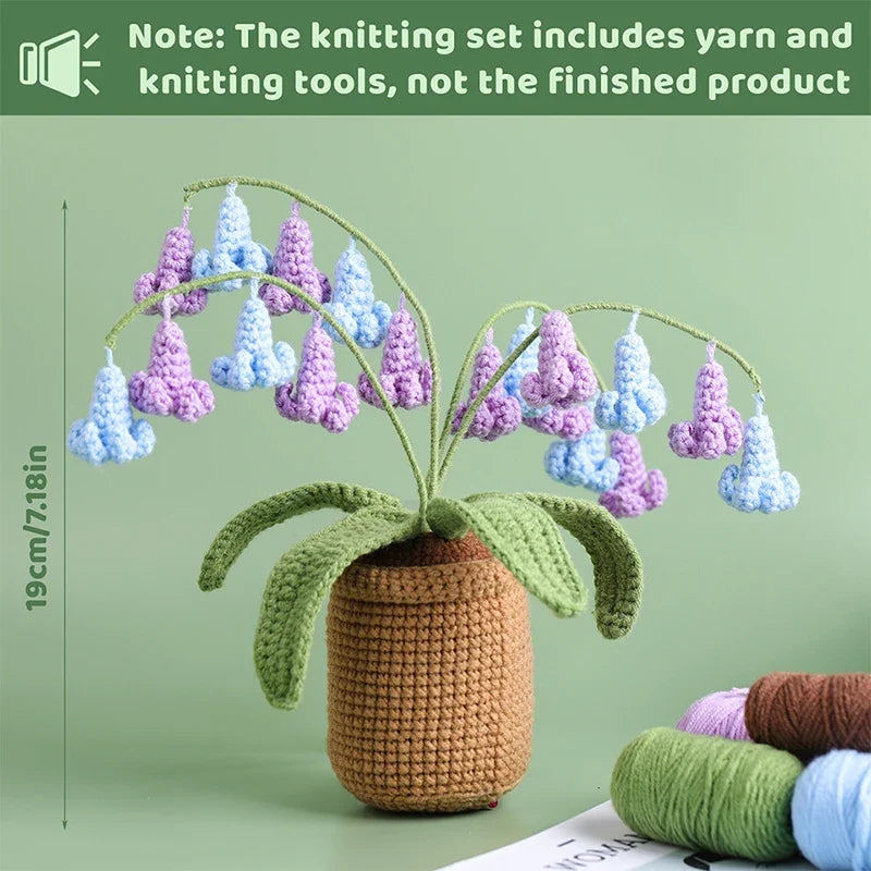 KRABALL Moth Orchid Crochet Kit for Beginners With Instruction Knitting Yarn Thread Needles Hook Easy Knit Tools Accessories Set