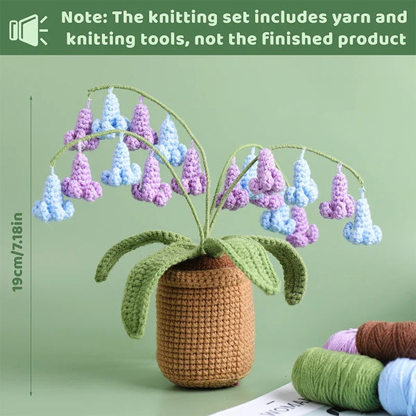 KRABALL Moth Orchid Crochet Kit for Beginners With Instruction Knitting Yarn Thread Needles Hook Easy Knit Tools Accessories Set
