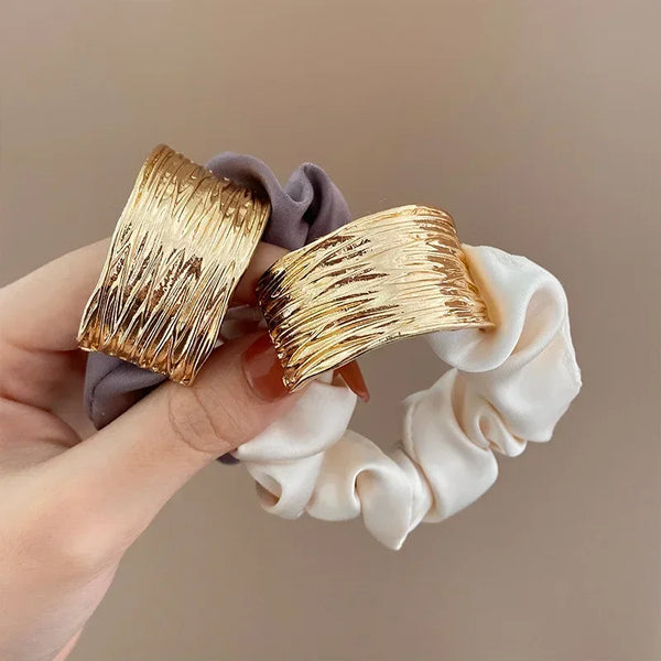 Korean Metal Satin Large Hair Ring – Women’s Rubber Band Hair Ties for Ponytails, Girls’ Hair Accessories