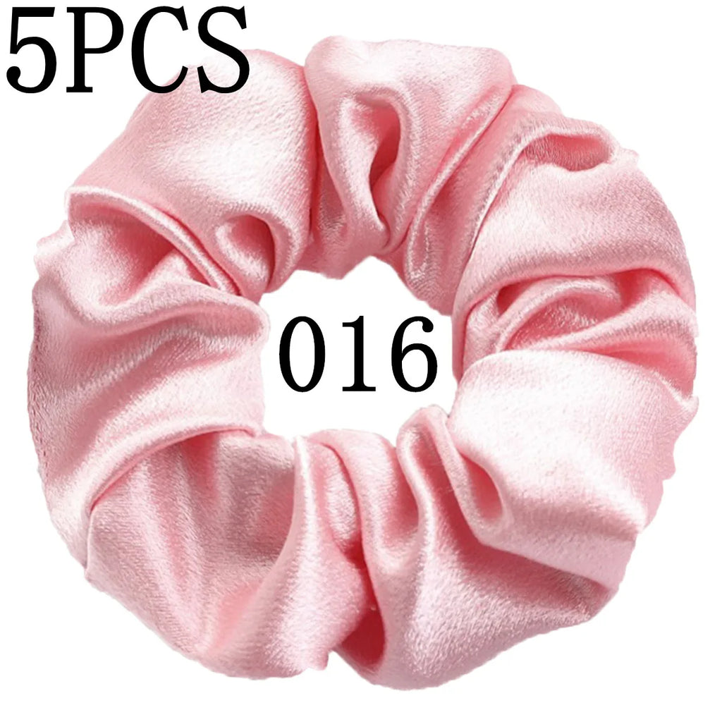 10/5 Pcs Satin Hair Scrunchies Set for Women & Girls – Soft Silk Elastic Hair Bands | Elegant Solid Color Ponytail Holders & Headwear Accessories