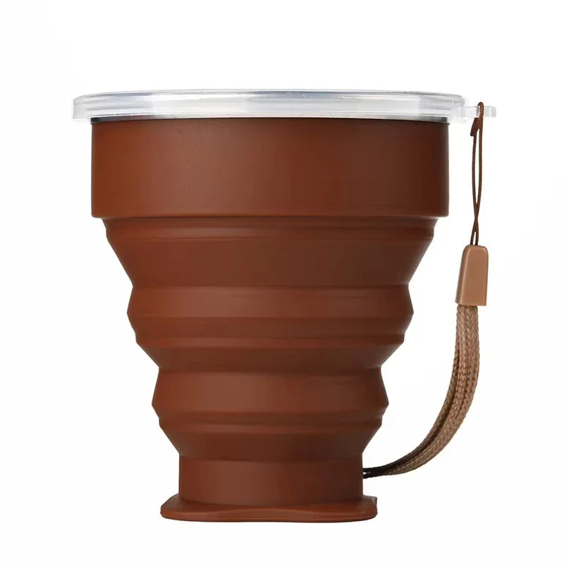 Portable Silicone Folding Water Cup Outdoor Heat Resistant Telescopic Collapsible Foldable Mug With Lid For Travel Camping 200m