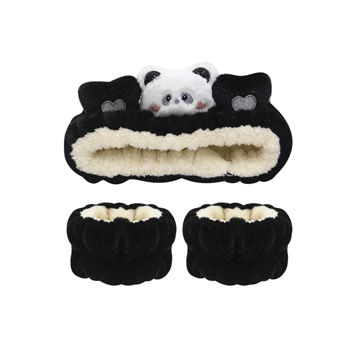3Pcs Set Makeup Headband Wristband Set Cute Animal Face Wash Cleaning Spa Hairhand for Women