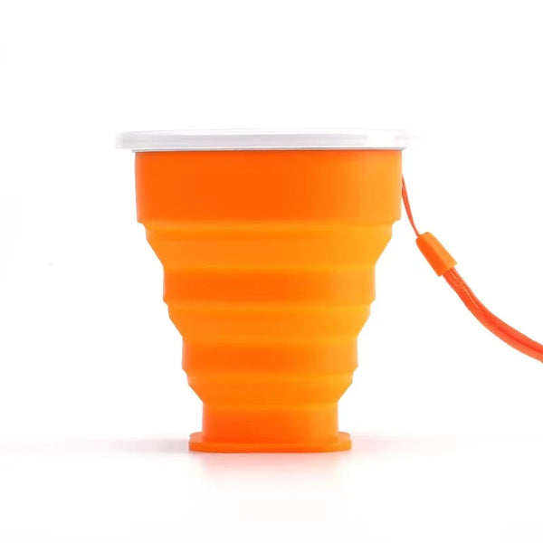 Portable Silicone Folding Water Cup Outdoor Heat Resistant Telescopic Collapsible Foldable Mug With Lid For Travel Camping 200m