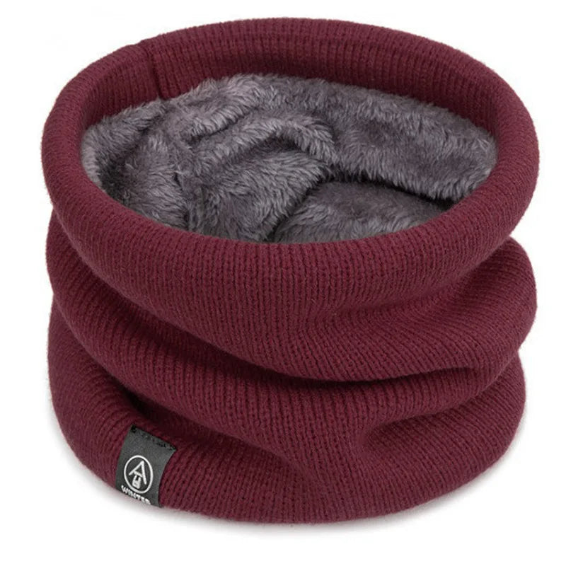 Warm Knitted Neck Gaiter for Men & Women – Thick Plush Winter Scarf, Windproof Tube Neck Warmer for Skiing, Running & Outdoor Sports