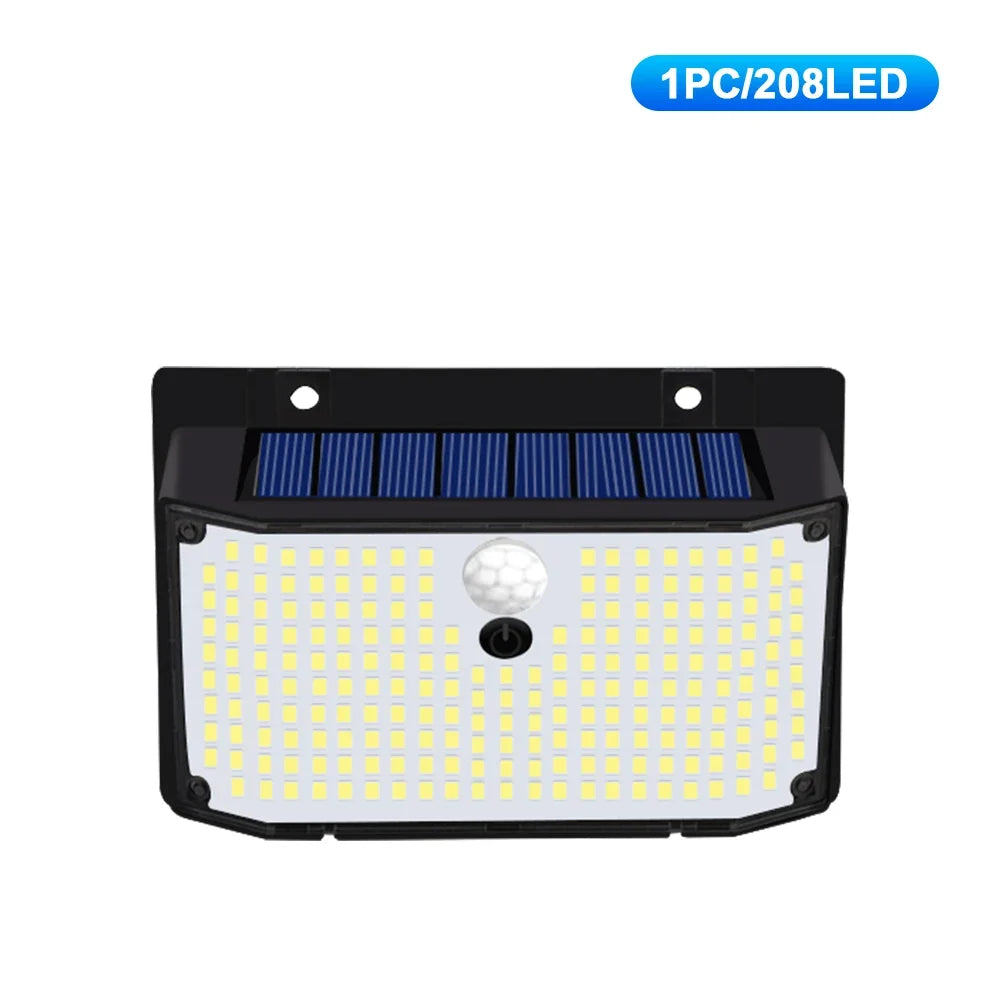 138 LED Solar Light Outdoor 4PCS Solar Wall Lamp Human Body Sensor 3 Mode Waterproof Garden Decor Street Lights Sunlight Powered