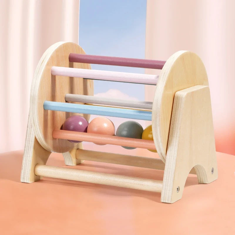 Montessori Infant Wooden Toys Coin Ball Busy Drum Baby Teaching Aid Gifts Color Shape Cognition Match Educational Sensory Toy