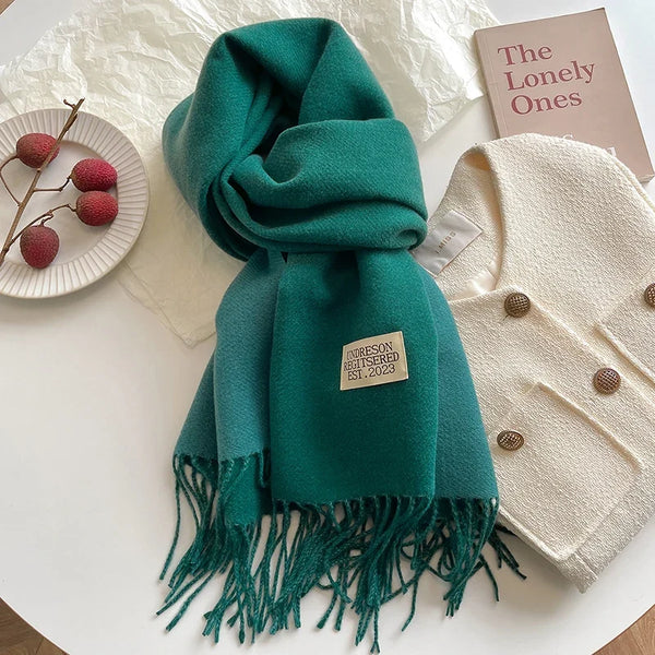 2023 Korean Style Cashmere Winter Scarf for Women – Knitted Double-Sided Solid Color Wrap | Soft Warm Fashion Neckerchief Shawl