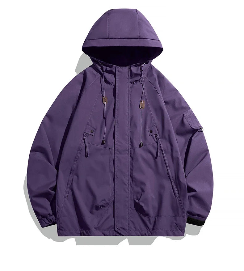 Men’s Waterproof Windbreaker Hooded Jacket – Lightweight Zipper Softshell Bomber for Hiking, Camping & Everyday Wear