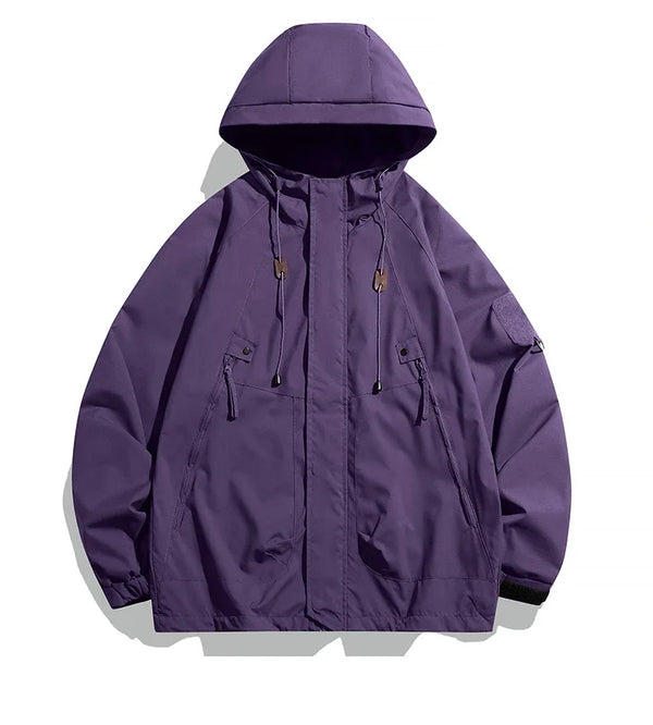 Men’s Waterproof Windbreaker Hooded Jacket – Lightweight Zipper Softshell Bomber for Hiking, Camping & Everyday Wear