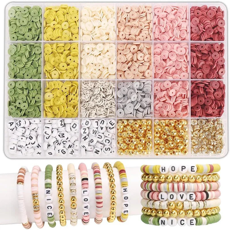 DIY Clay Beads Bracelet Making Kit – Friendship Golden Letter Beads for Jewelry Making, Gifts for Women & Teens