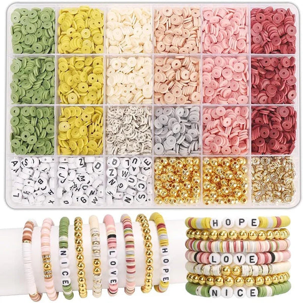 DIY Clay Beads Bracelet Making Kit – Friendship Golden Letter Beads for Jewelry Making, Gifts for Women & Teens