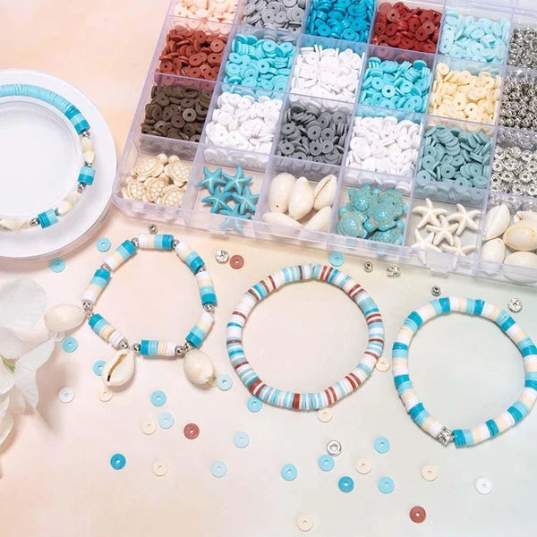 Ocean Summer Friendship Bracelet Making Kit – DIY Clay Beads Set for Jewelry, Bracelets, Necklaces & Earrings