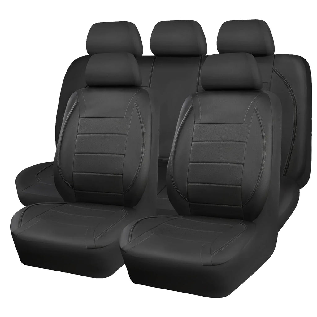 Universal Leather Car Seat Covers Red Simple Waterproof 5 Seat Car Seat Cover