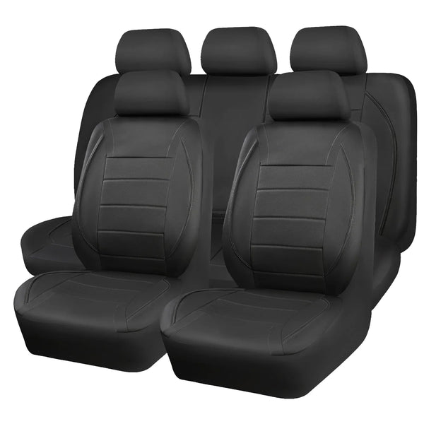 Universal Leather Car Seat Covers Red Simple Waterproof 5 Seat Car Seat Cover