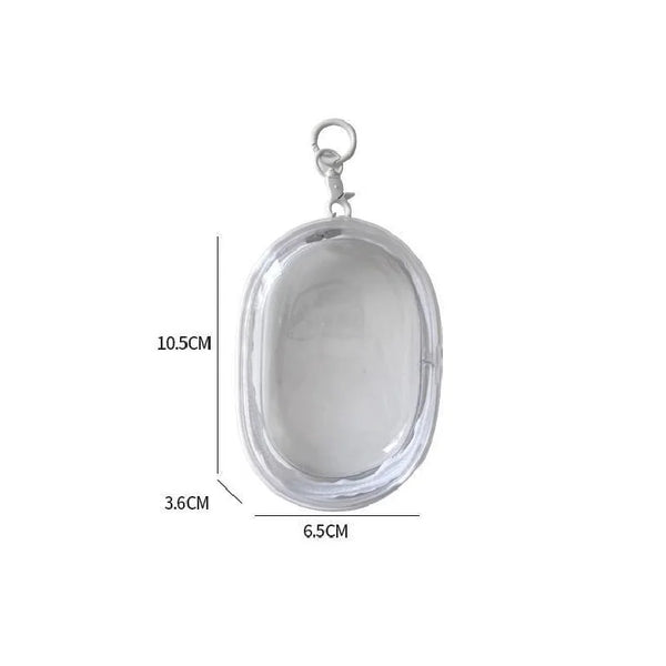 New Portable Clear Figure Display Keyring Bag Waterproof PVC Oval Hanging Blind Box Storage Bags Keychain Organizer Case