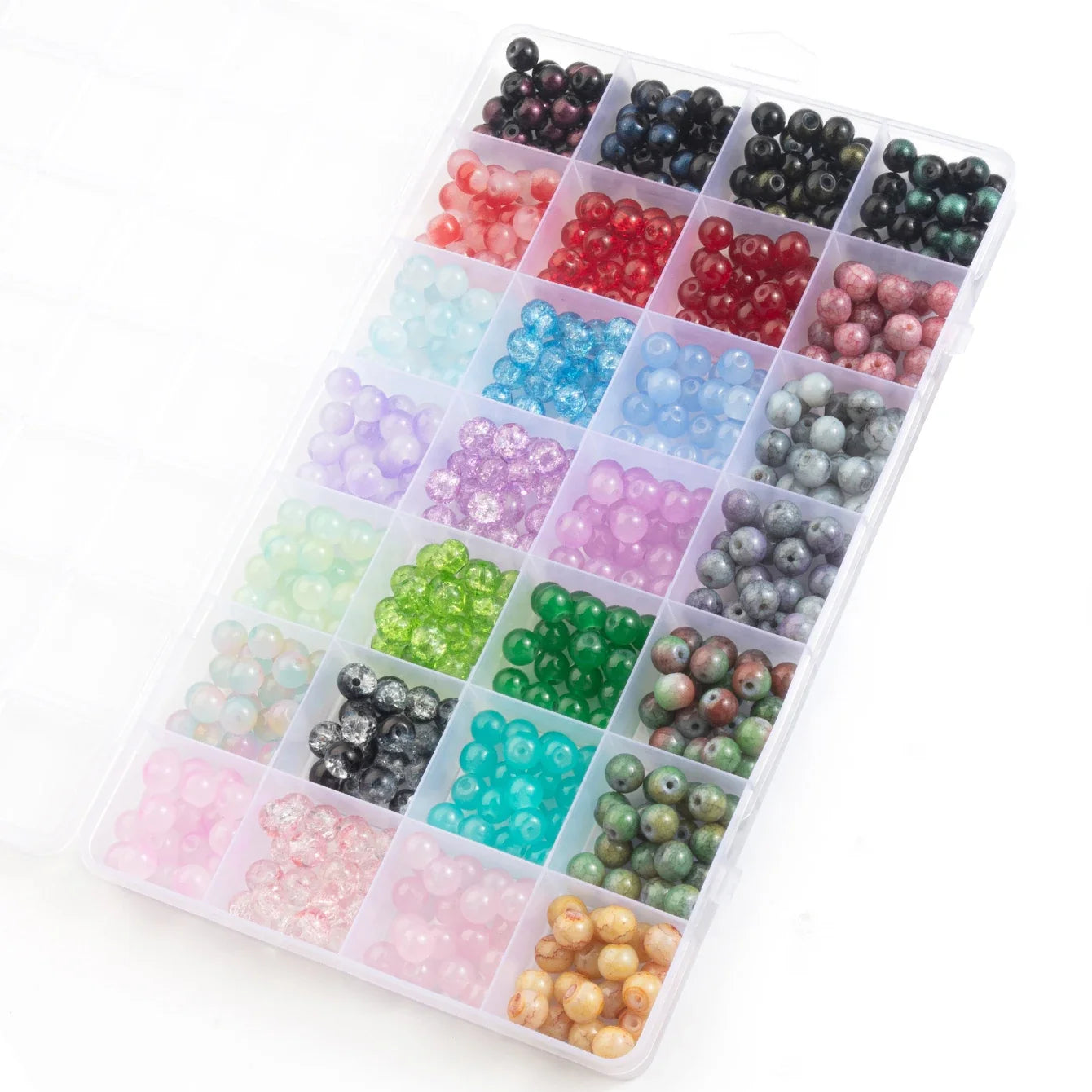 Glass Beads Bracelet Making Kit – 28 Colors 8mm Crystal & Gemstone Beads with DIY Jewelry Accessories