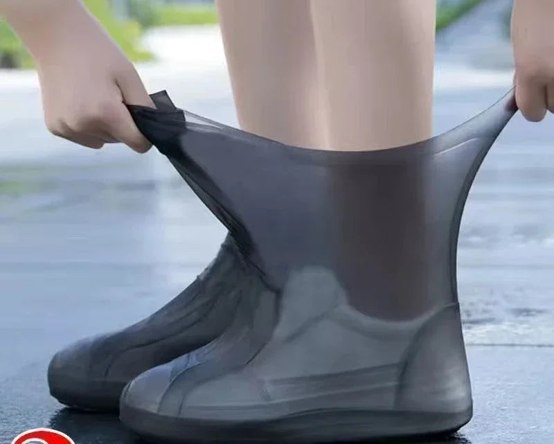 1 Pair Silicone WaterProof Shoe Covers Lip-resistant Rubber Rain Boot Rain Gear Overshoes Accessories for Outdoor Rainy Day