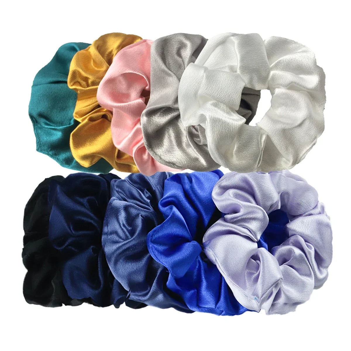 10/5 Pcs Satin Hair Scrunchies Set for Women & Girls – Soft Silk Elastic Hair Bands | Elegant Solid Color Ponytail Holders & Headwear Accessories