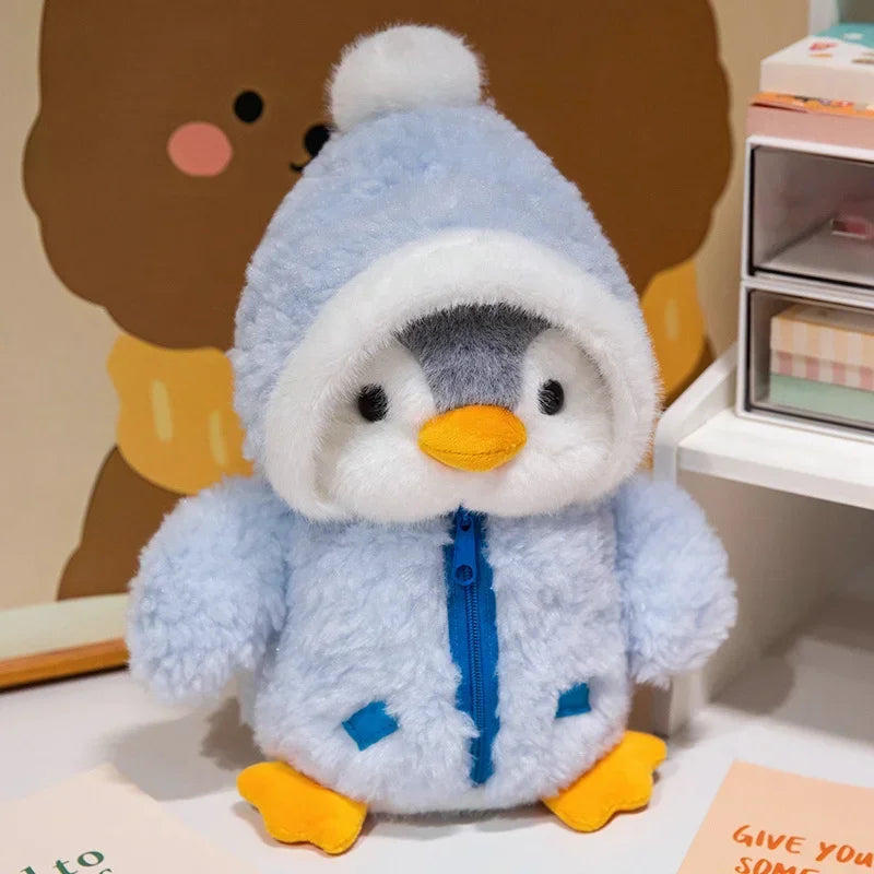New Cute Penguin Plush Toy Baby Comforting Sleep Doll Fluffy Penguin Wearing Clothes Hats Stuffed Animal Pillow Birthday Gifts