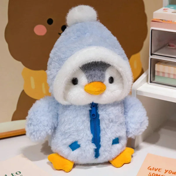 New Cute Penguin Plush Toy Baby Comforting Sleep Doll Fluffy Penguin Wearing Clothes Hats Stuffed Animal Pillow Birthday Gifts