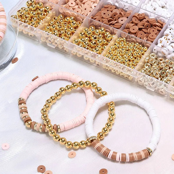 DIY Clay Beads Bracelet Making Kit – Friendship Golden Letter Beads for Jewelry Making, Gifts for Women & Teens