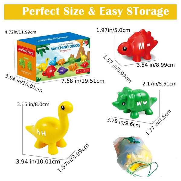 Dinosaur Matching Game – Alphabet & Number Montessori Learning Toy for Kids, Colors, Letters & Numbers Educational Game