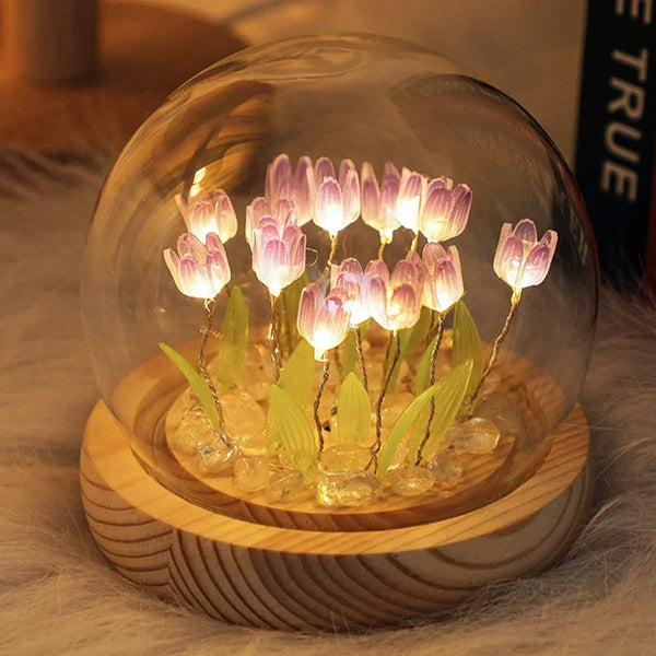 LED DIY Handmade Mini Tulip Night Light Materials Cute Home Decor Birthday Gift For Girl Family Friend Child Christmas Ornament