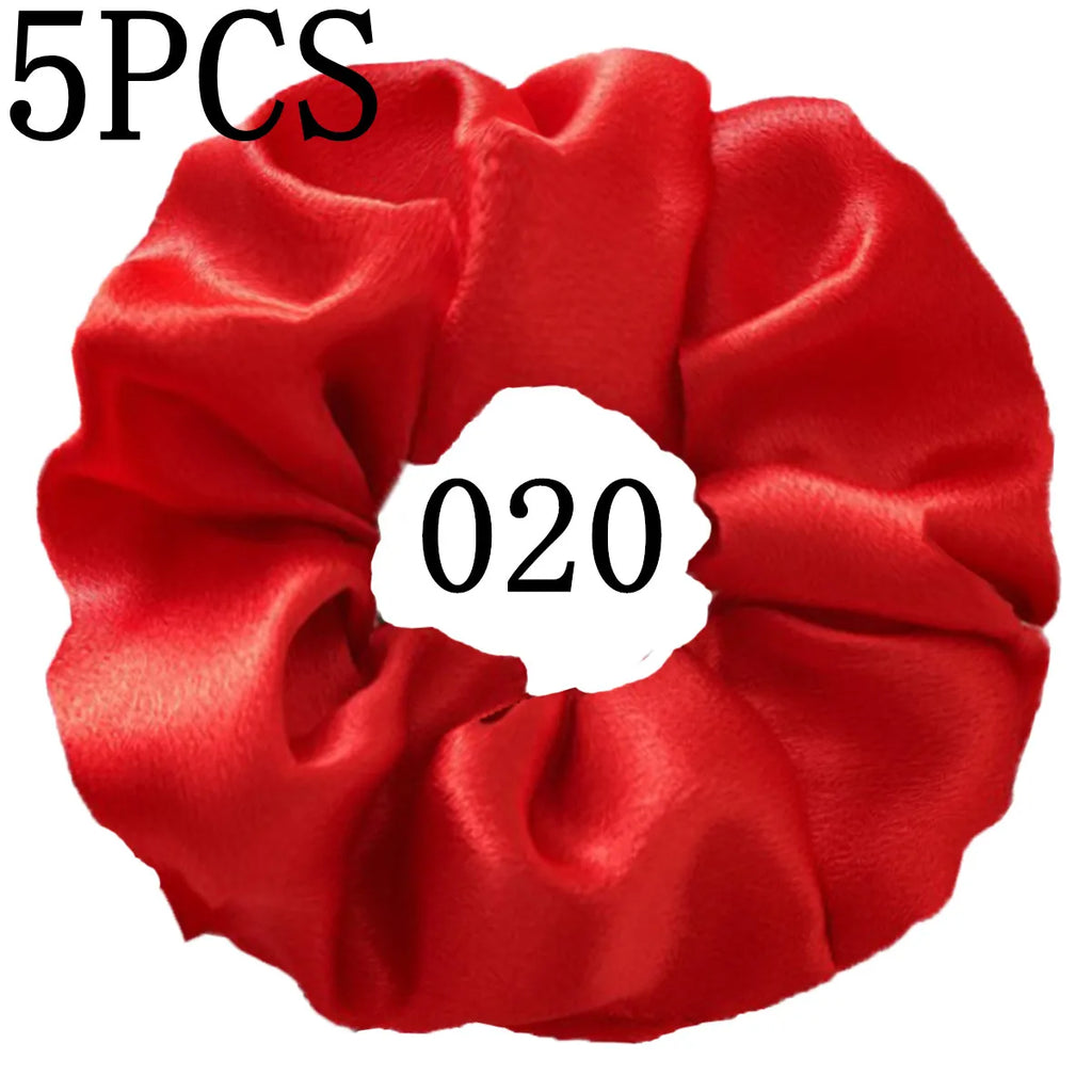 10/5 Pcs Satin Hair Scrunchies Set for Women & Girls – Soft Silk Elastic Hair Bands | Elegant Solid Color Ponytail Holders & Headwear Accessories