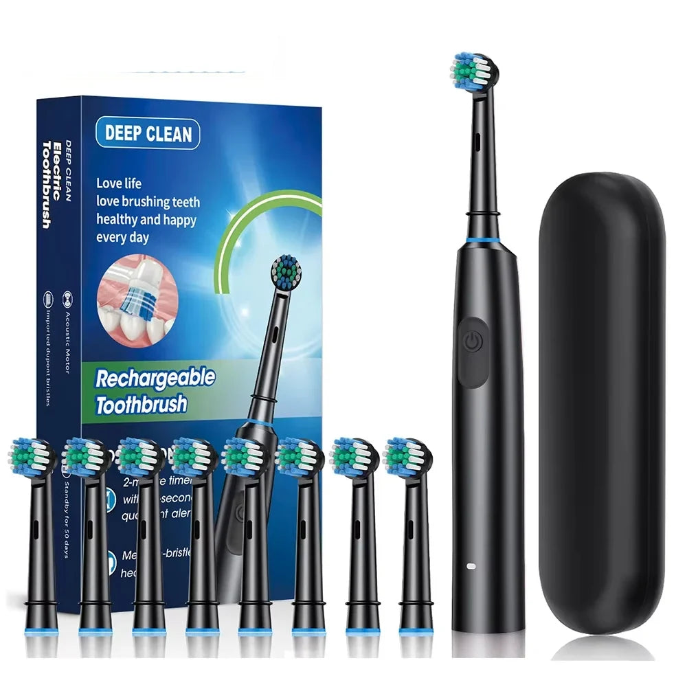 Intelligent Rotating Electric Toothbrush – Rechargeable Smart Tooth Cleaner Compatible with Oral-B Brush Heads | Deep Cleaning Automatic Toothbrush