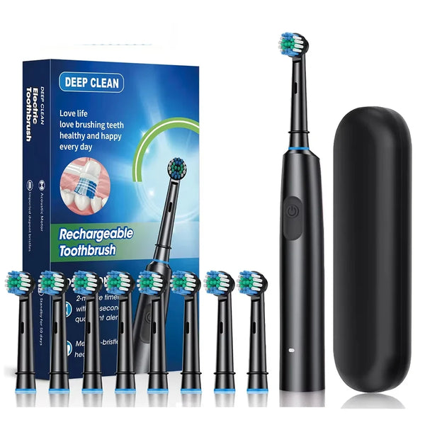 Intelligent Rotating Electric Toothbrush – Rechargeable Smart Tooth Cleaner Compatible with Oral-B Brush Heads | Deep Cleaning Automatic Toothbrush