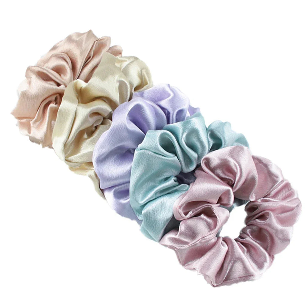 10/5 Pcs Satin Hair Scrunchies Set for Women & Girls – Soft Silk Elastic Hair Bands | Elegant Solid Color Ponytail Holders & Headwear Accessories