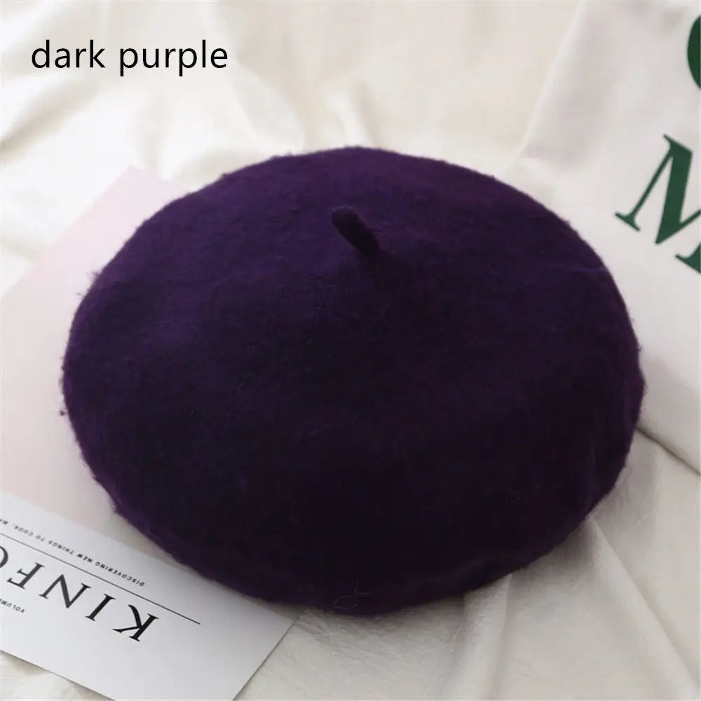 Autumn Winter Felt Beret Hats Women Fashion French Painter Hat Girls Trendy Solid Color Berets Ladies Multicolored Flat Cap