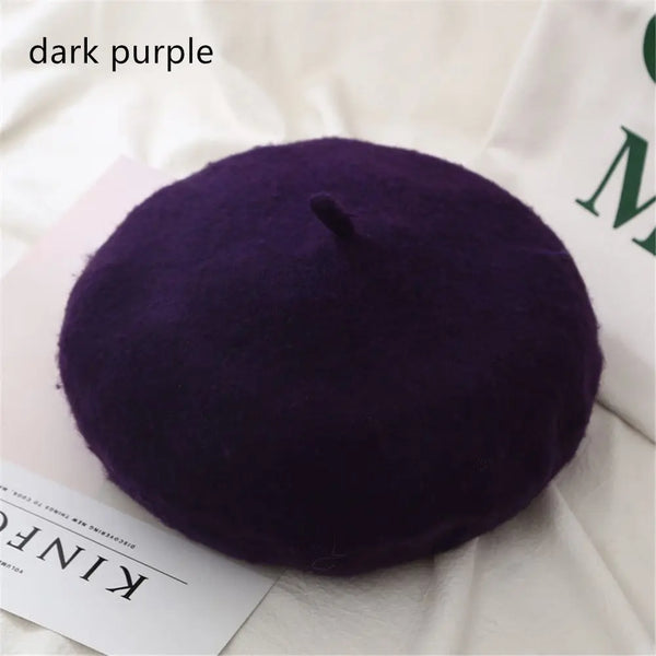 Autumn Winter Felt Beret Hats Women Fashion French Painter Hat Girls Trendy Solid Color Berets Ladies Multicolored Flat Cap
