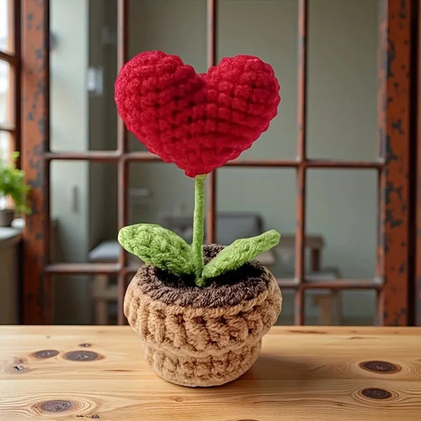 Hook Woven Finished Small Potted Plant Simulation Flower Potted Plant Flower Decoration Creative Gift Ornament
