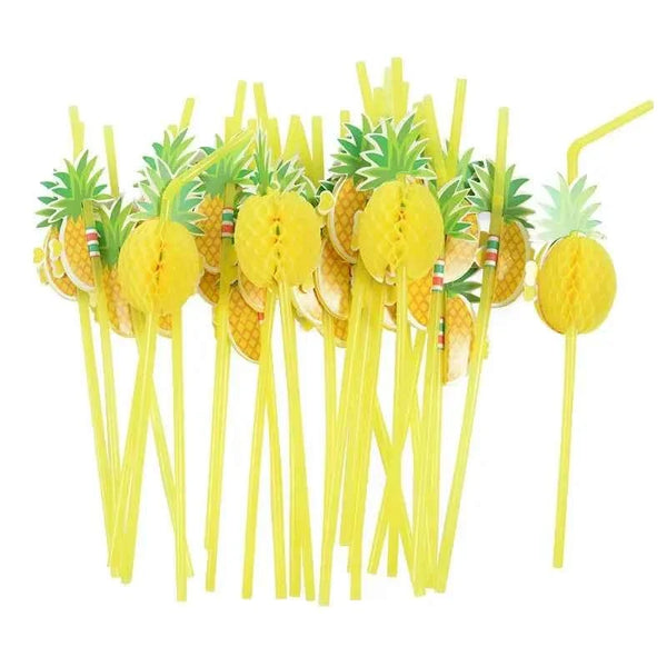 Tropical Party Drinking Straws 25pcs Flamingo Pineapple Straws Hawaiian Summer Pool Wedding Decoration Reusable Beach Supplies