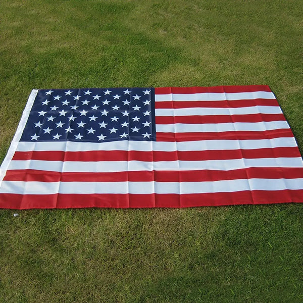 35.4X59 inch Embroidered American Flag Independence Day Outdoor USA Flag Waterproof Nylon Sewn Stripes Brass Grommets 90*150cm