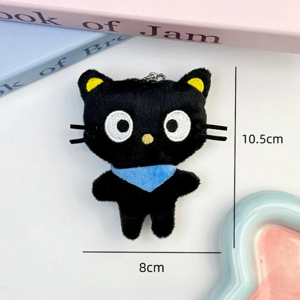 Chococat Plush Keychain Kawaii Black Cat Soft Plush Bag Charm Cute Backpack Purse Key Holder Decoration for Girls Women Gifts