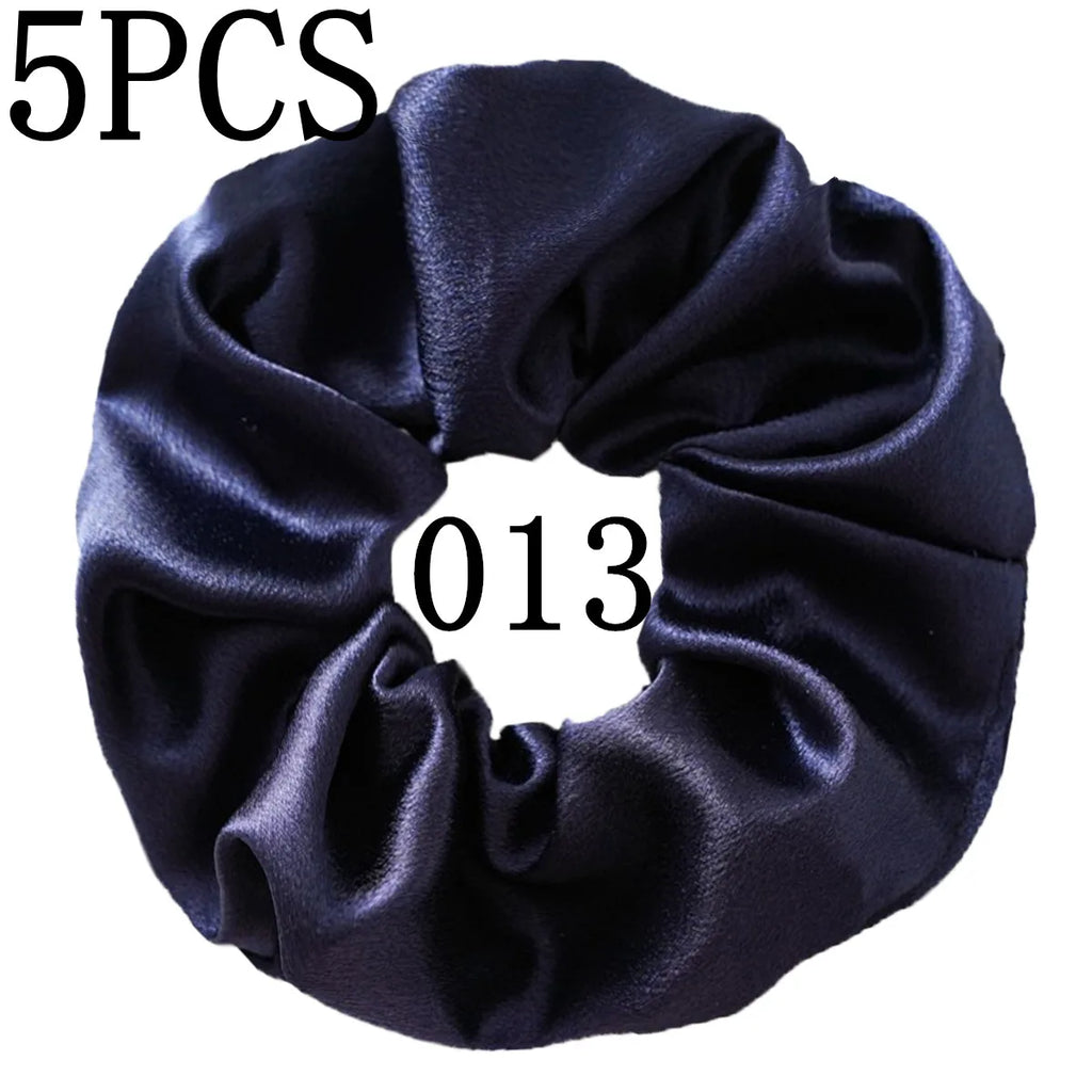 10/5 Pcs Satin Hair Scrunchies Set for Women & Girls – Soft Silk Elastic Hair Bands | Elegant Solid Color Ponytail Holders & Headwear Accessories